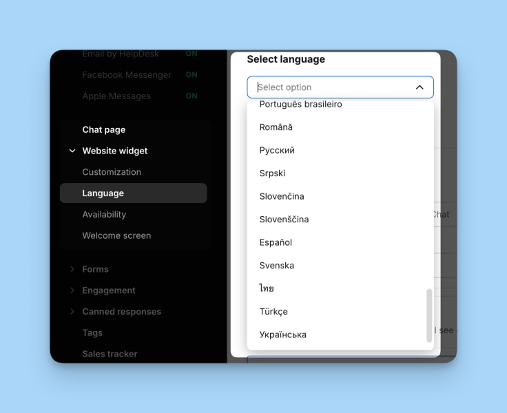 language change in live chat app