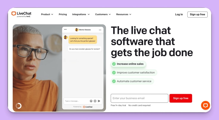 live chat main page