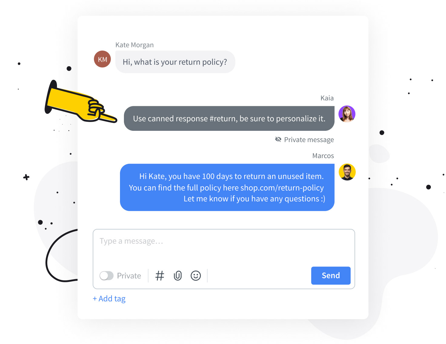 Supervision in LiveChat® app view