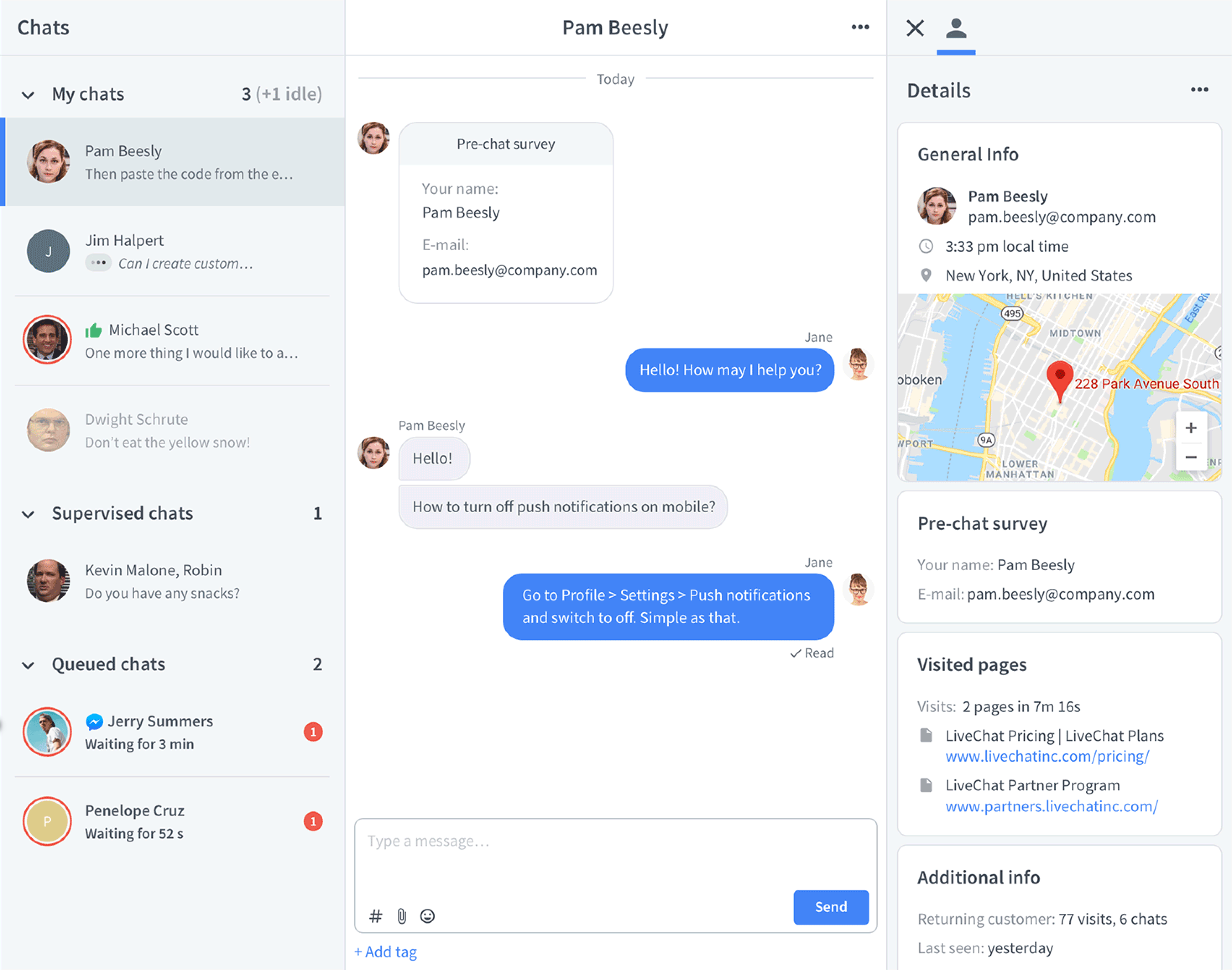 LiveChat_agent_app_showing_mockup_chat
