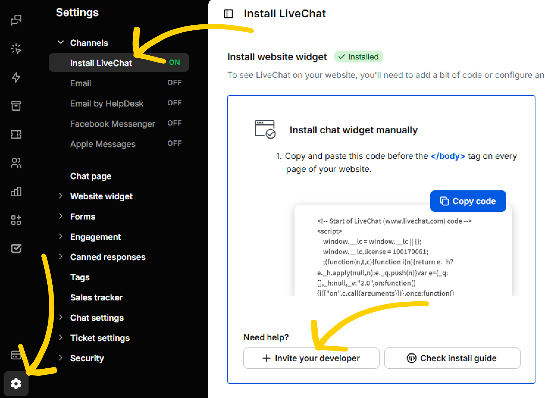 Arrows_pointing_out_steps_to_share_the_installation_code_with_a_developer