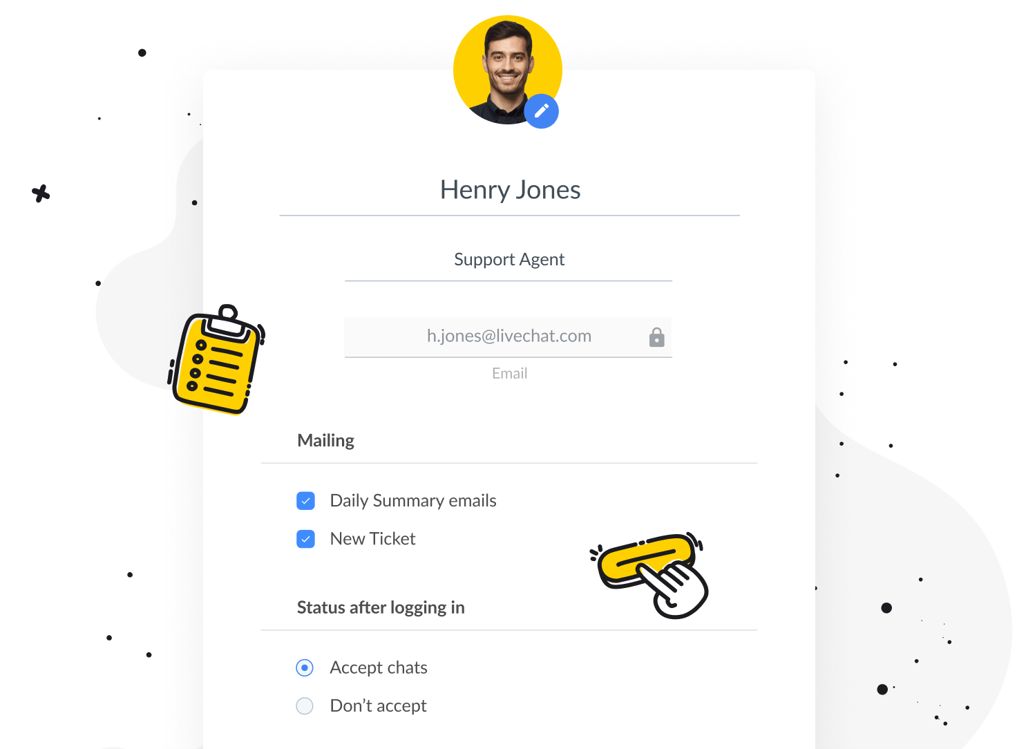 Agent profile settings in LiveChat® app