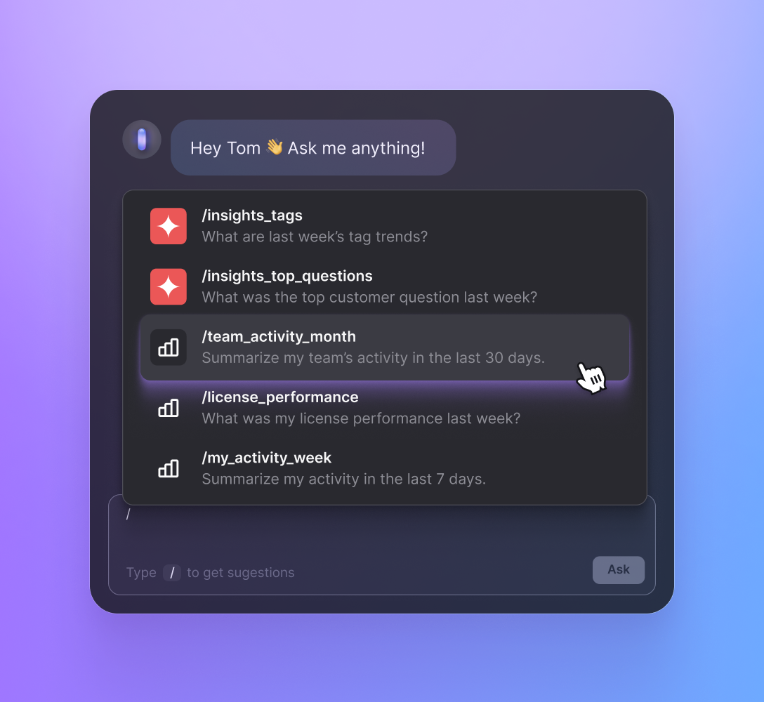 Copilot - AI Assistant inside the live chat app that guides agents within the app