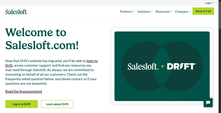 salesloft main page