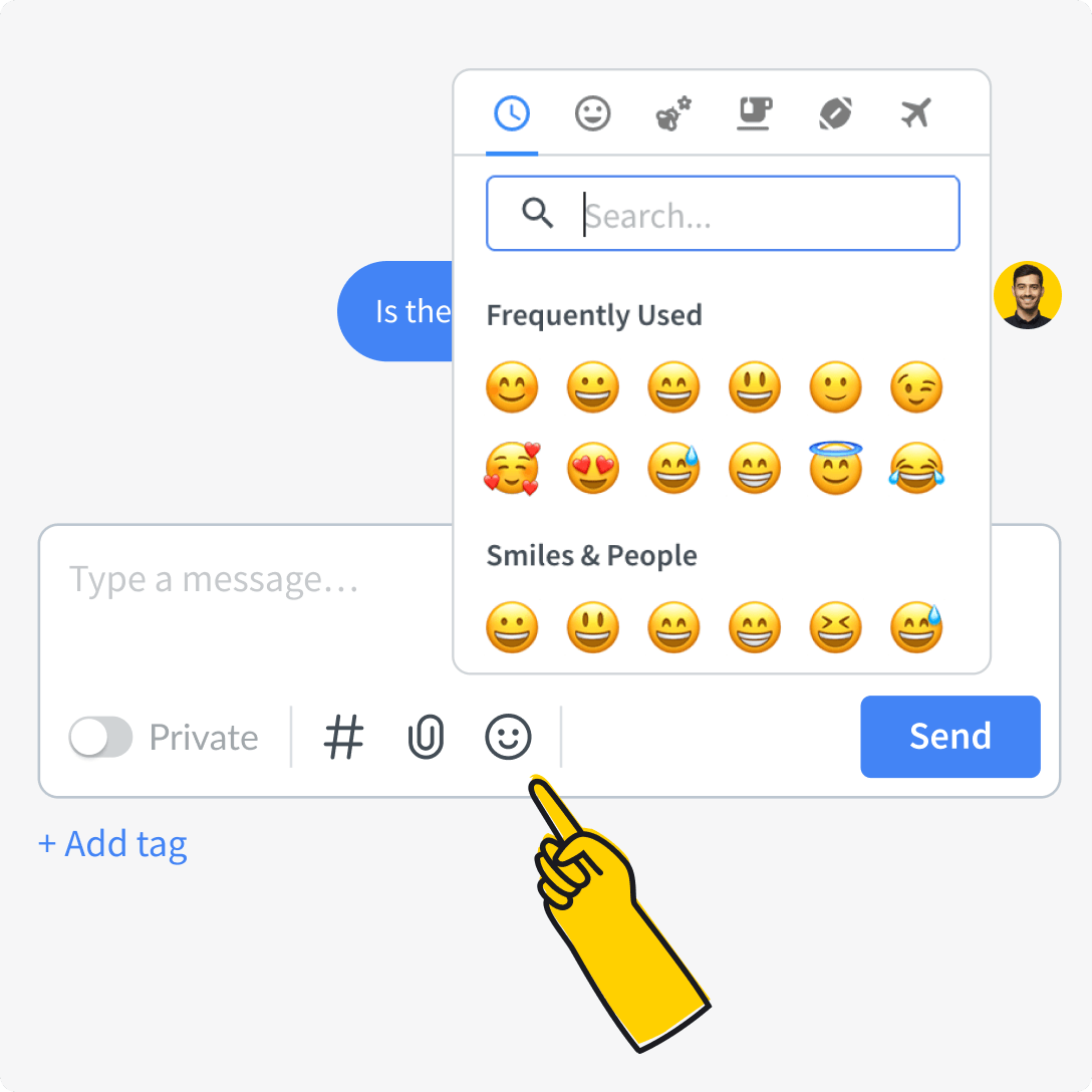 Emoji picker in LiveChat® app