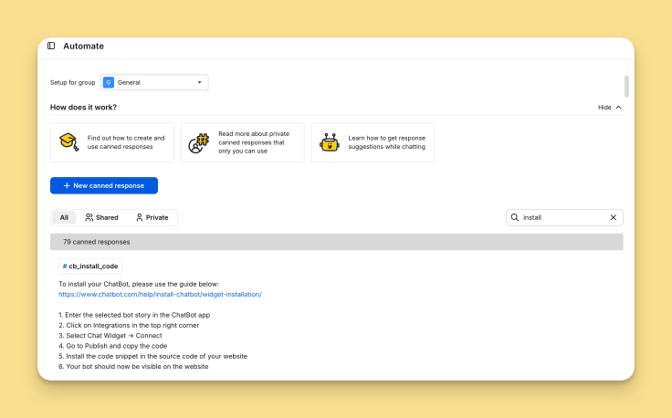 canned response edit view