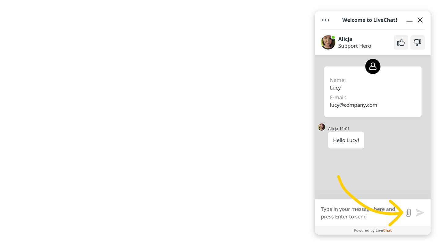 Sending files in the chat widget