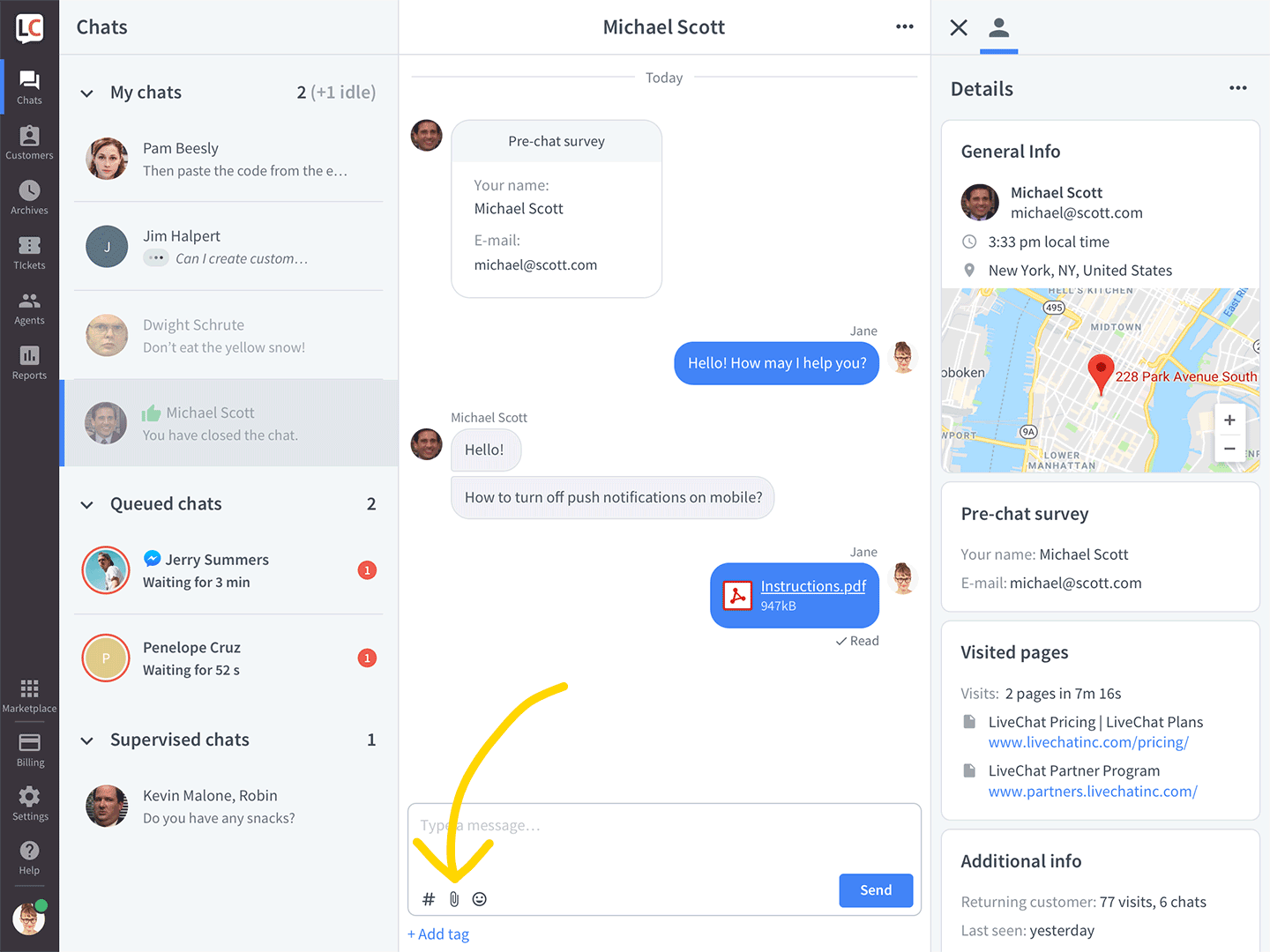 Share files in LiveChat