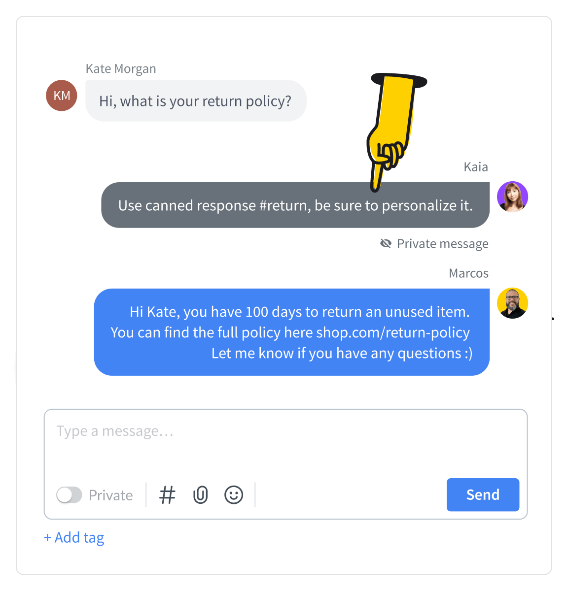Supervision in LiveChat® app view