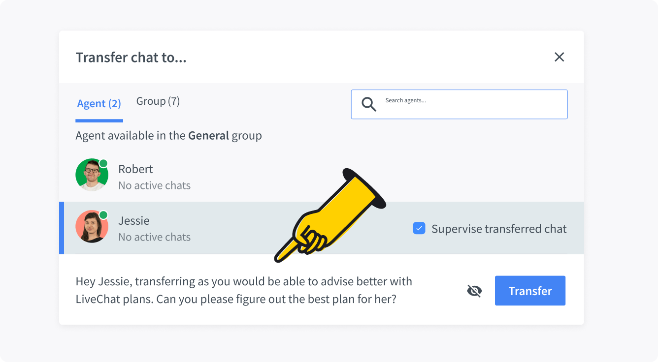 Transfer chat in LiveChat®