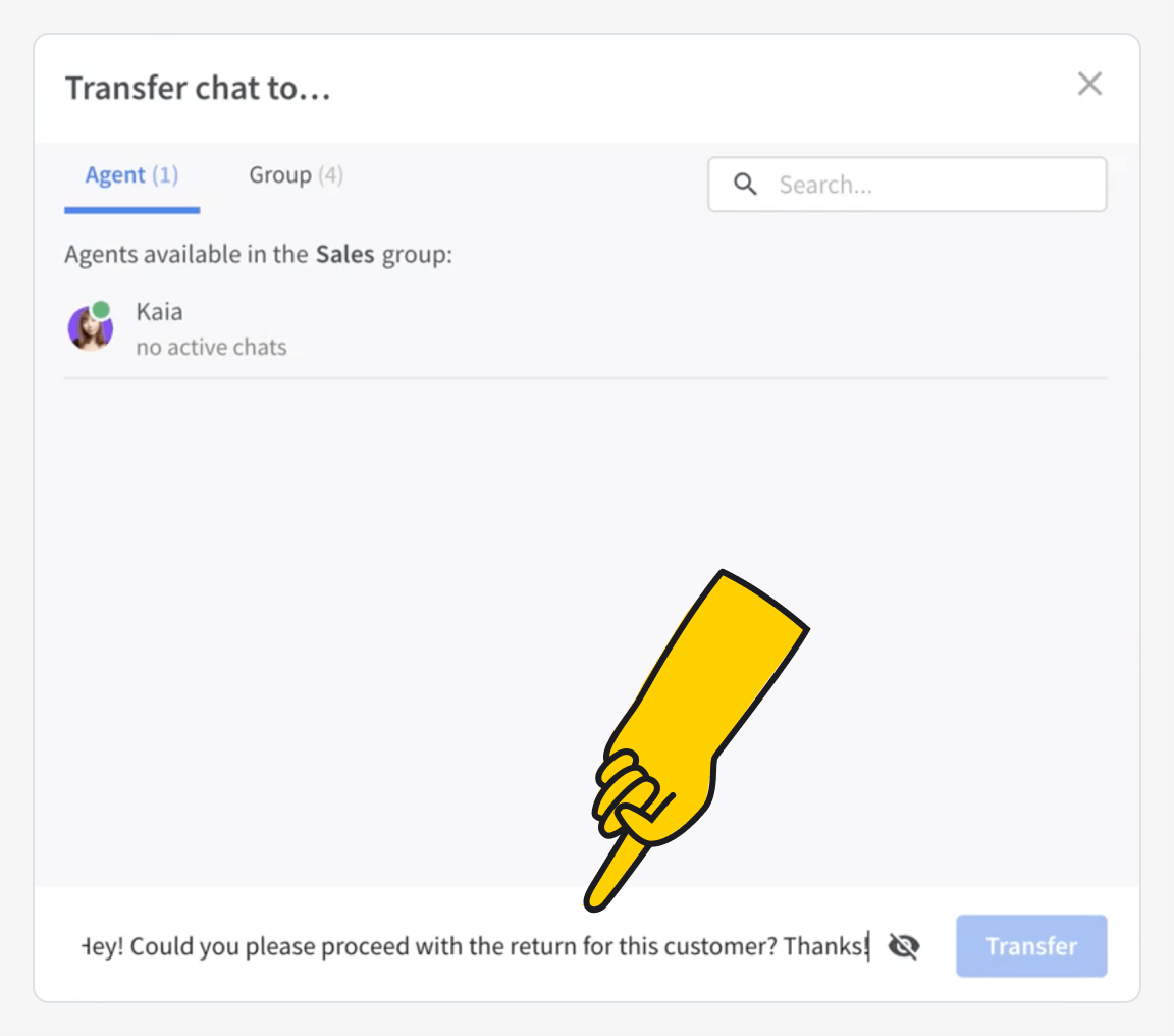Transfering chats in LiveChat® app