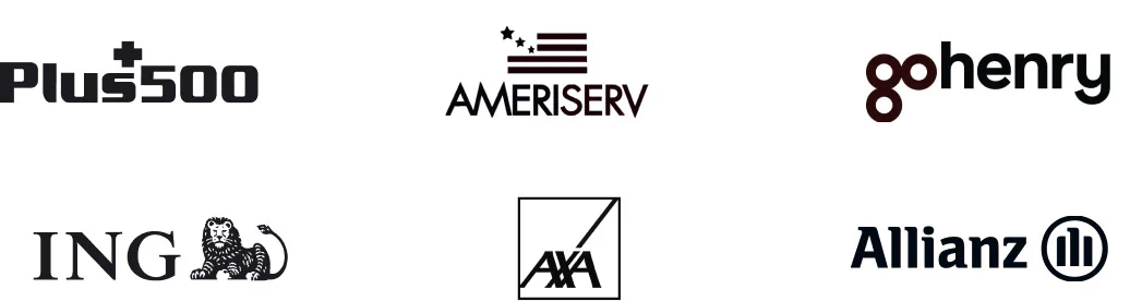 Logos of LiveChat® customers from finance industry